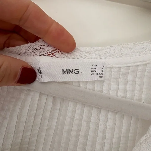 Mango White Ruffled Blouse Size 8 - Picture 7 of 7